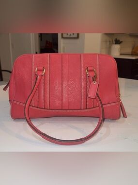 Coach Salmon/Pink Legacy Pebble Leather Satchel 👛✨-J0693